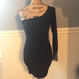 black mini dress